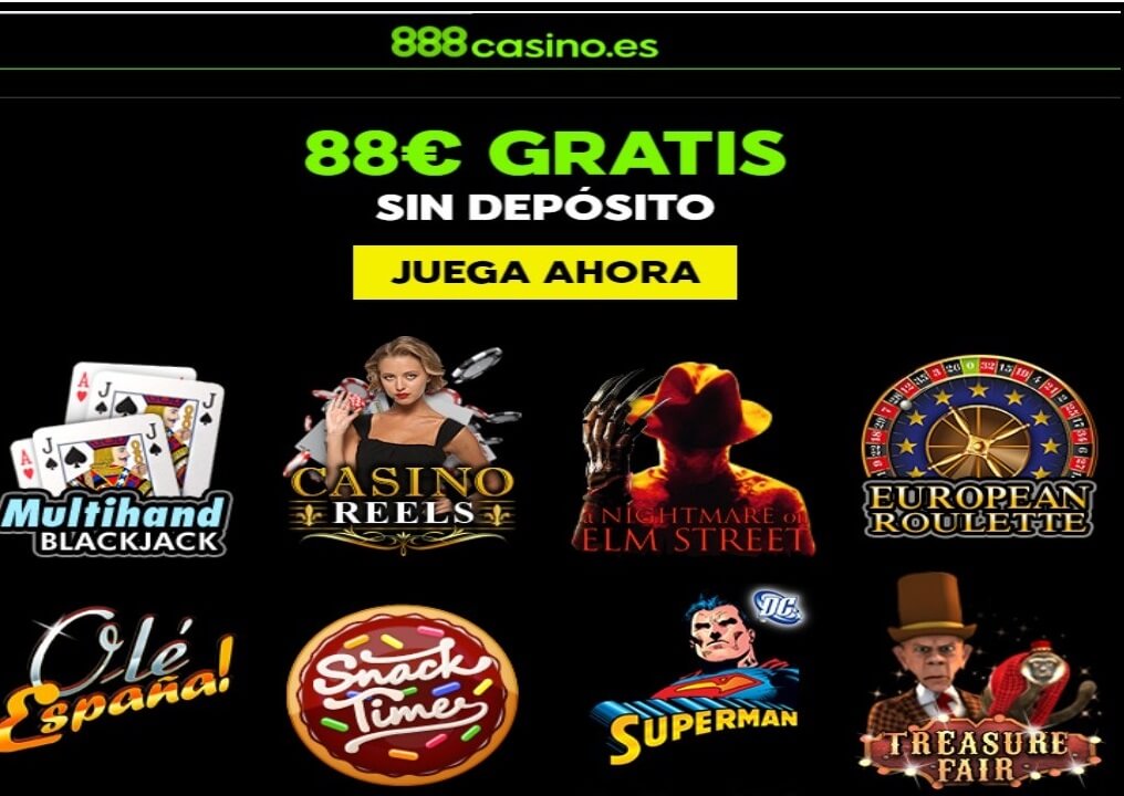 Por registro en 888 Casino el jugador recibe 88 euros sin depósito