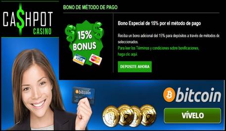 Casino Cashpot entrega hasta 15% promocional por método de ingreso