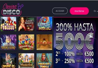 Obtenga hasta 500 euros por depósito en Casino Disco